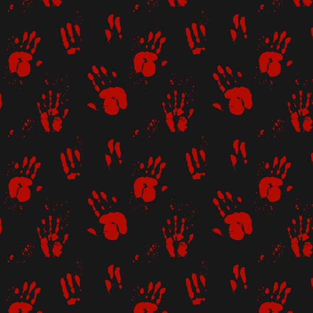 Fondo de huella de mano sangrienta de diseño plano