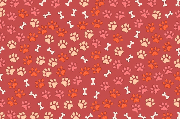 Fondo de huellas de patas dibujadas a mano