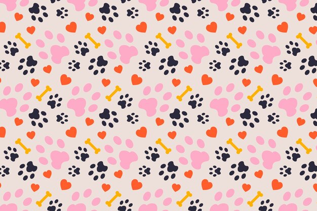 Fondo de huellas de patas de diseño plano
