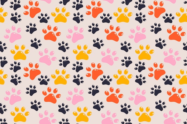 Fondo de huellas de patas de diseño plano