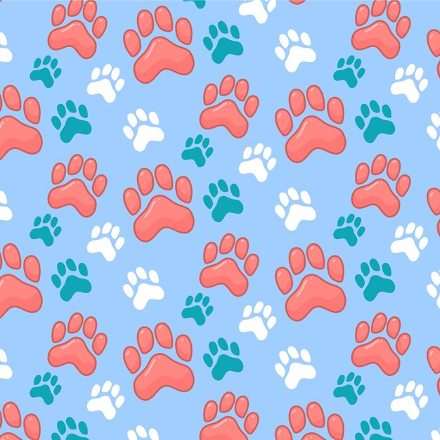 Fondo de huellas de patas de diseño plano