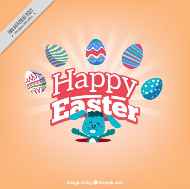 Vector gratuito fondo de huevos y conejo de pascua