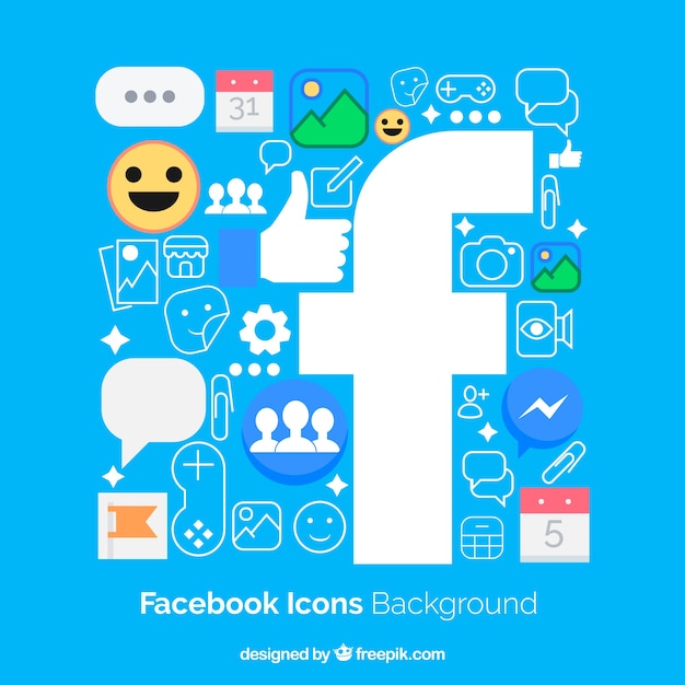 Fondo de iconos de facebook con diseño plano