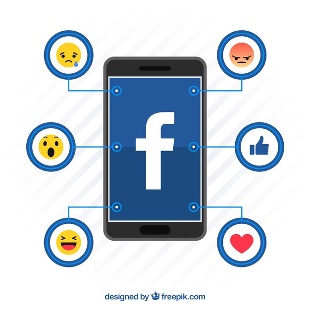 Fondo de iconos de facebook con diseño plano