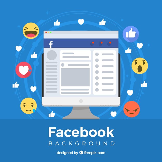 Fondo de iconos de facebook con diseño plano