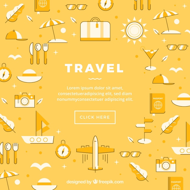 Vector gratuito fondo de iconos de viaje