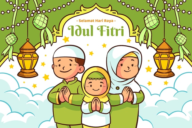 Vector gratuito fondo de idul fitri dibujado a mano