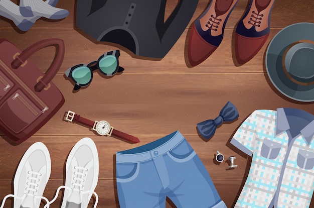 Fondo de ilustración de accesorios de hombres