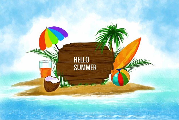 Fondo de ilustración de playa de vacaciones de verano