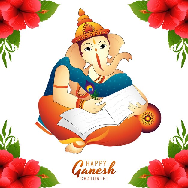 Fondo de ilustración de tarjeta de festival religioso indio feliz ganesh chaturthi