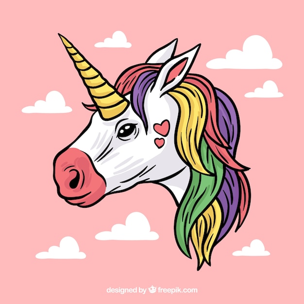 Vector gratuito fondo con ilustración de unicornio
