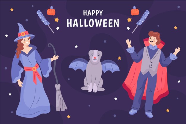 Fondo ilustrado de halloween dibujado a mano