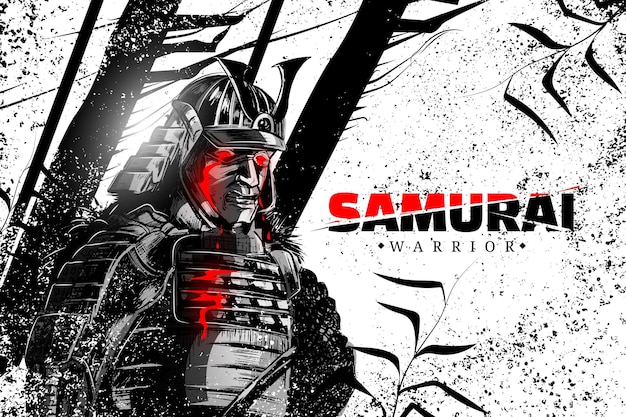 Fondo ilustrado samurai realista