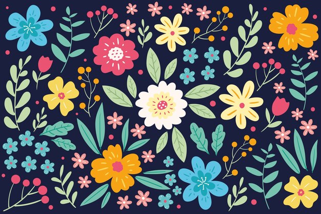 Fondo de impresión floral ditsy colorido