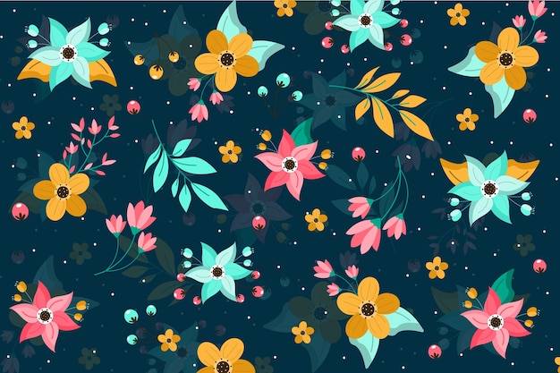 Vector gratuito fondo de impresión floral ditsy colorido