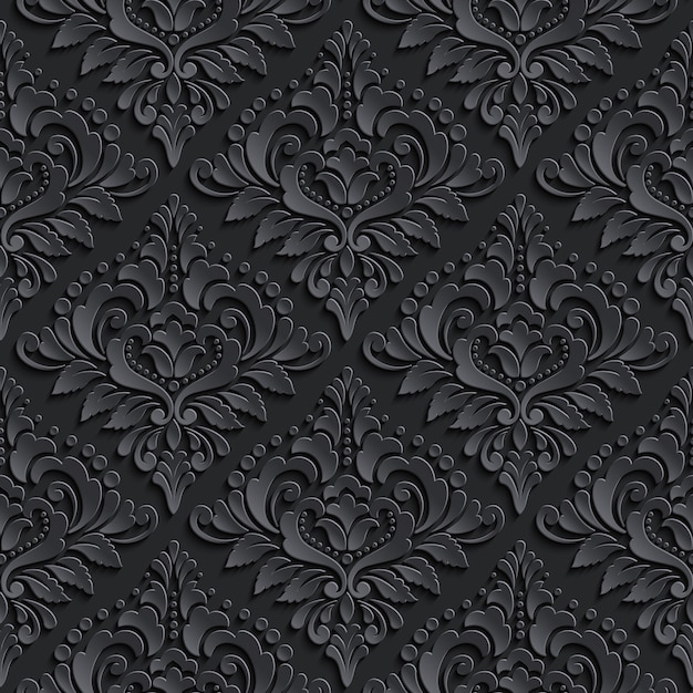 Fondo inconsútil del modelo del damasco oscuro. Elegante textura de lujo para fondos de pantalla.