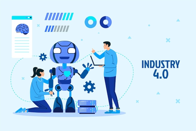 Vector gratuito fondo de la industria 4.0 dibujado a mano