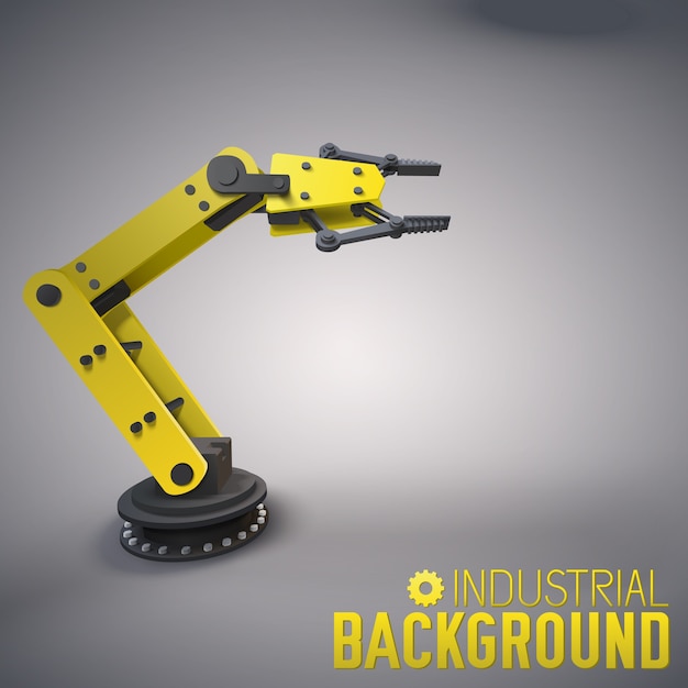 Fondo industrial con brazo robótico 3d