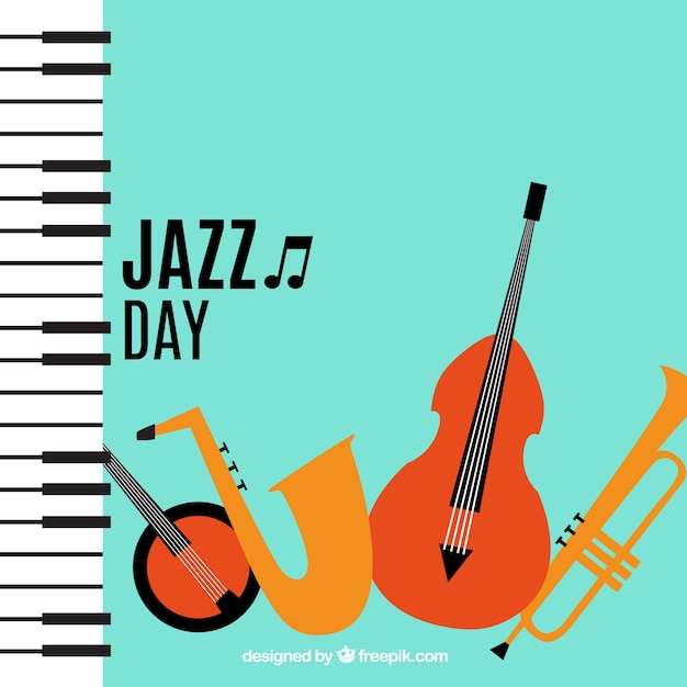 Fondo de instrumentos musicales de jazz con piano 