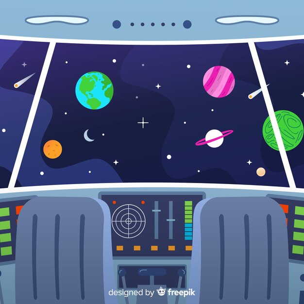 Fondo de interior de nave espacial con diseño plano