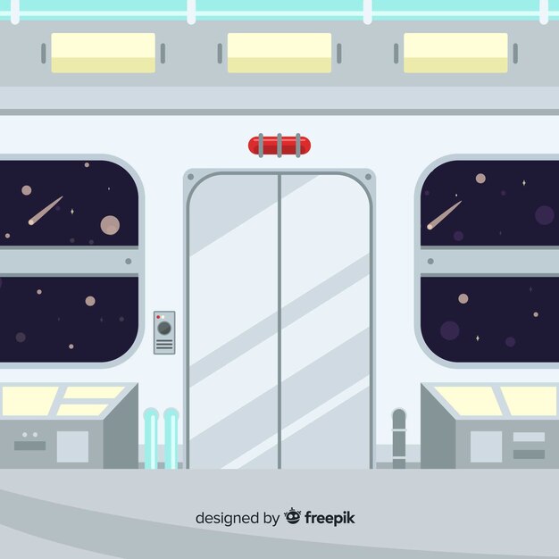 Fondo de interior de nave espacial con diseño plano