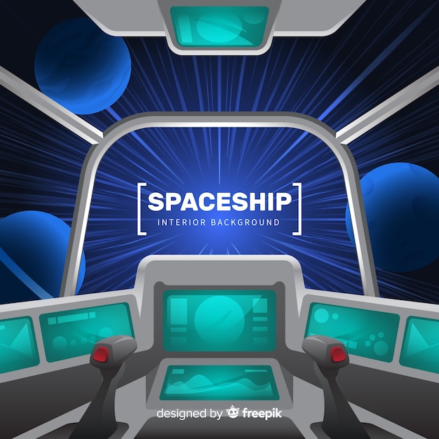 Fondo de interior de nave espacial con diseño plano