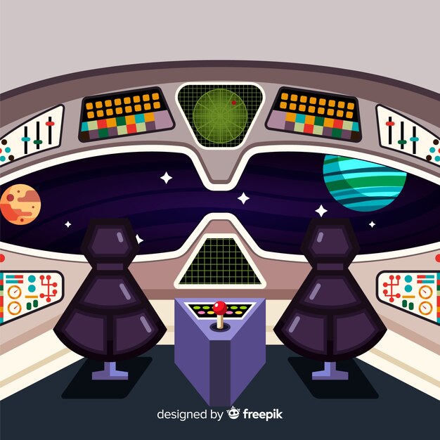 Fondo de interior de nave espacial moderna con diseño plano