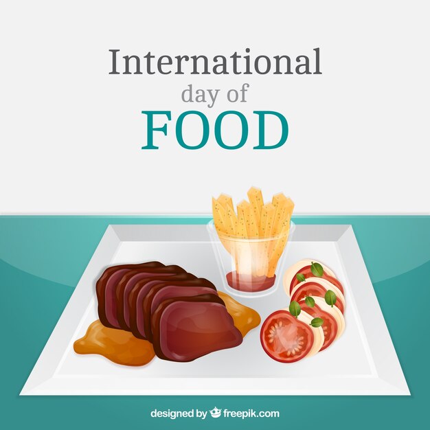 Fondo internacional del día de la comida con un menú delicioso 