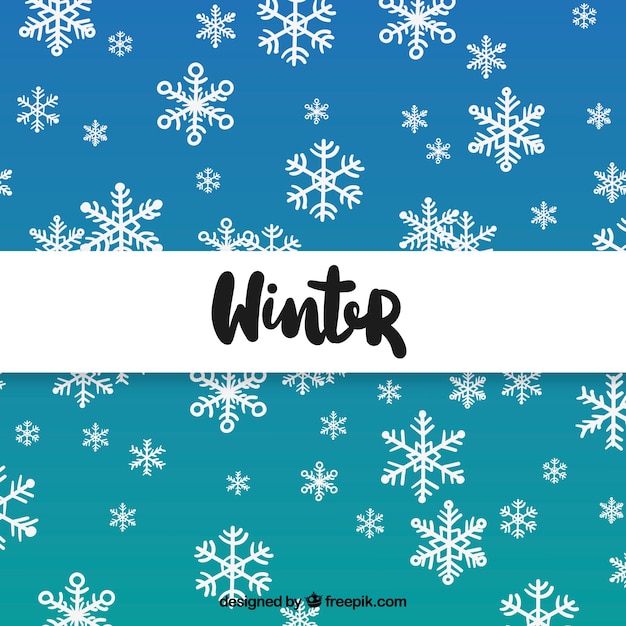 Vector gratuito fondo de invierno con copos de nieve blancos