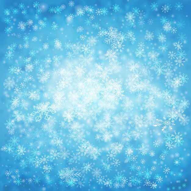 Fondo de invierno con copos de nieve