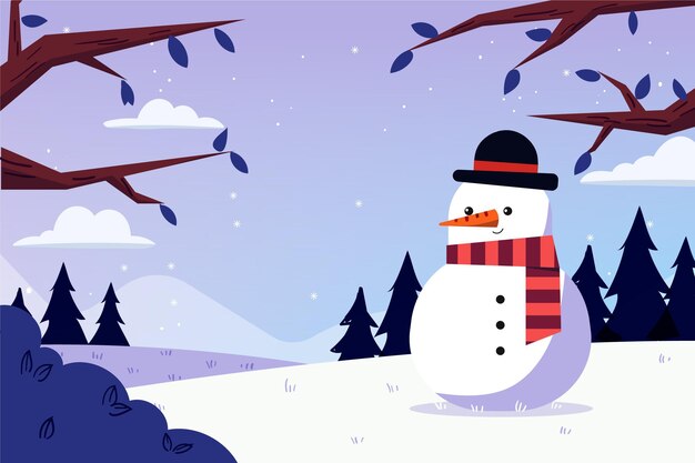 Fondo de invierno dibujado a mano