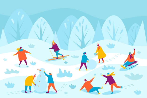 Fondo de invierno en diseño plano