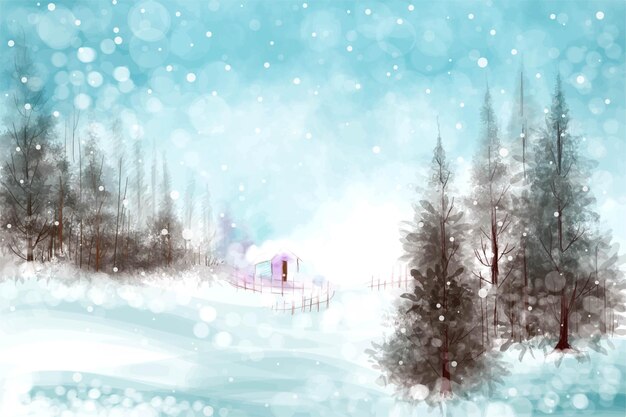 Fondo de invierno de diseño de tarjeta de árbol de navidad de nieve y escarcha