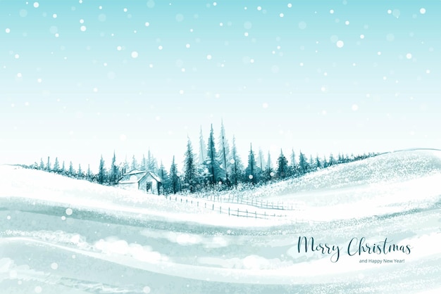 Fondo de invierno de diseño de tarjeta de árbol de navidad de nieve y escarcha