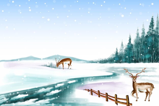 Fondo de invierno de diseño de tarjeta de árbol de navidad de nieve y escarcha