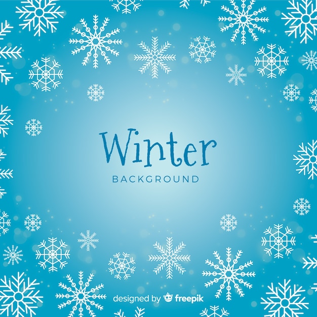 Fondo de invierno elegante con copos de nieve