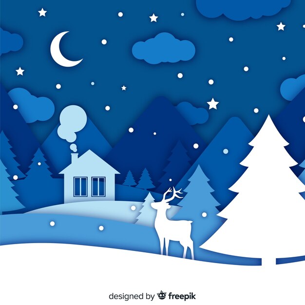 Fondo de invierno estilo papel