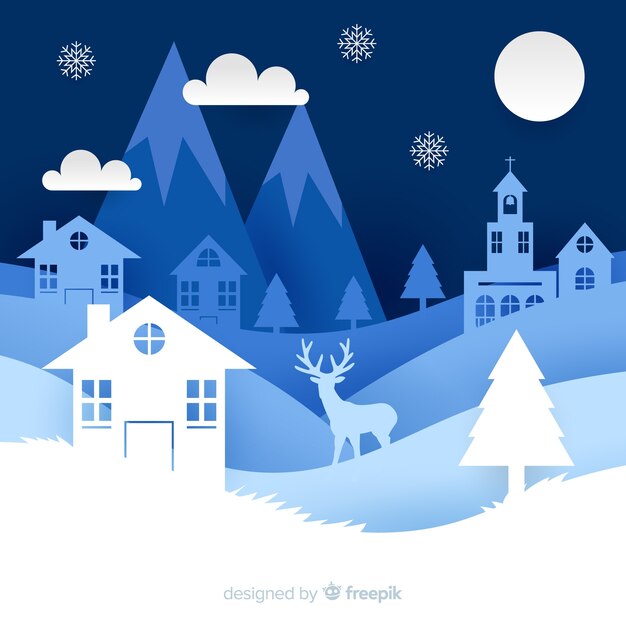 Fondo de invierno estilo papel
