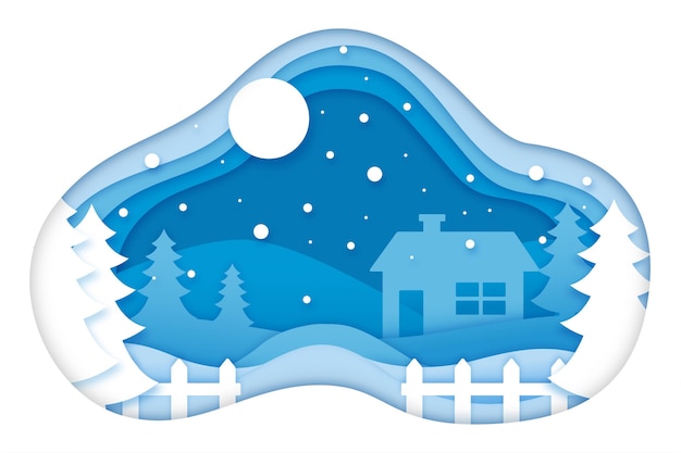 Fondo de invierno en estilo papel