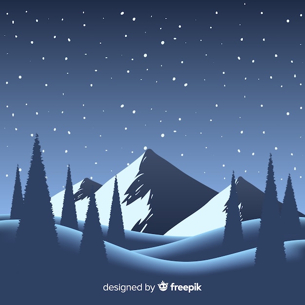 Vector gratuito fondo invierno paisaje de noche