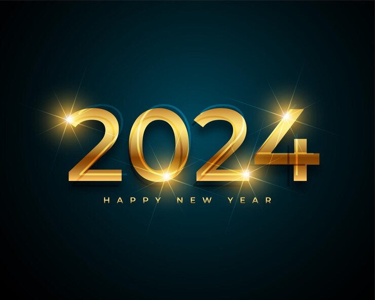 Vector gratuito fondo de invitación de año nuevo 2024 con vector de efecto de luz brillante
