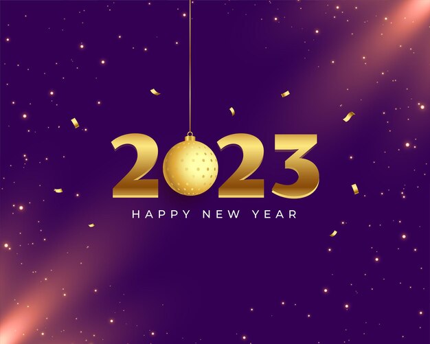Fondo de invitación de fin de año 2023 con diseño de confeti dorado