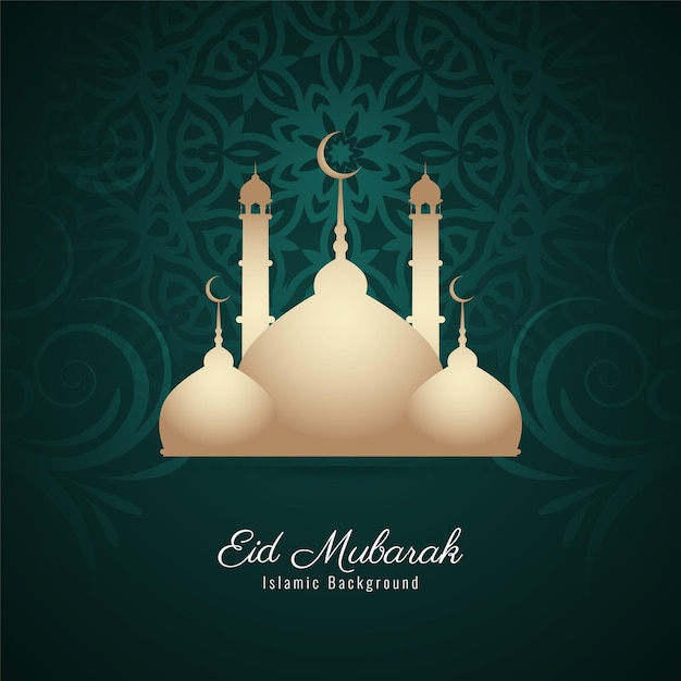 Fondo islámico de eid mubarak con vector de mezquita