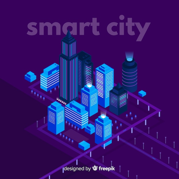 Fondo isométrico ciudad inteligente