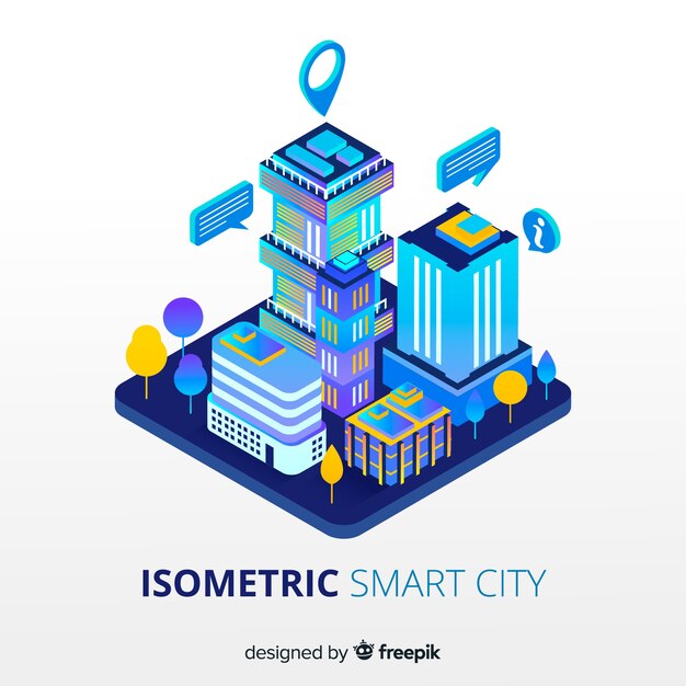Fondo isométrico ciudad inteligente