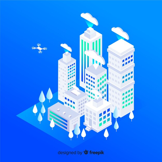 Fondo isométrico ciudad inteligente