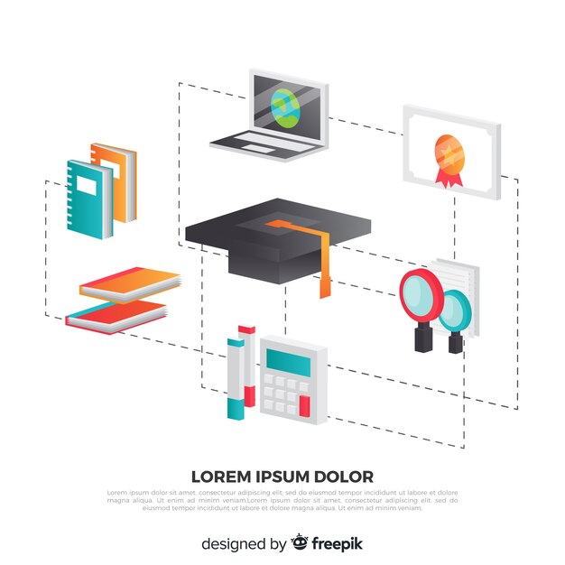 Fondo isométrico concepto de educación