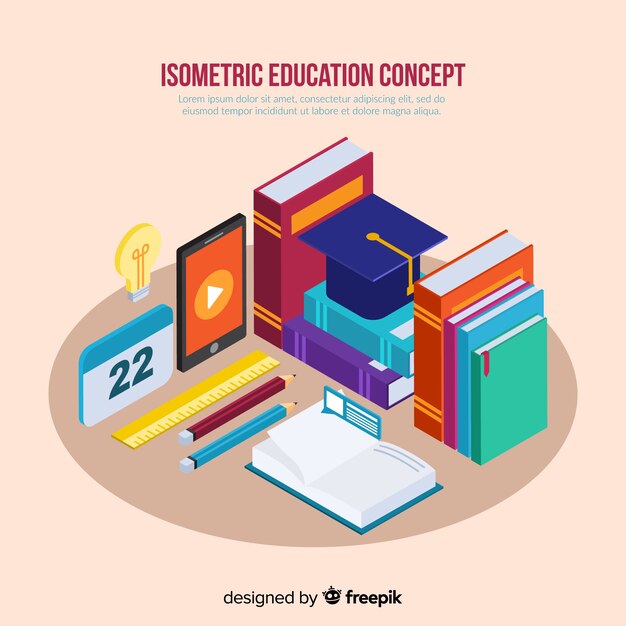 Fondo isométrico concepto de educación
