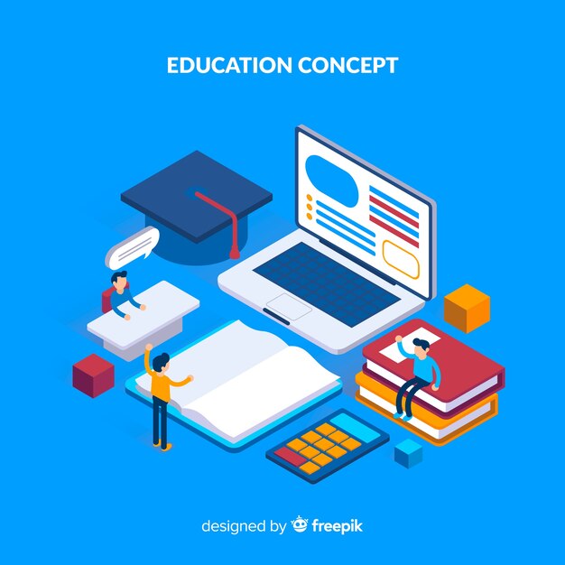 Fondo isométrico concepto de educación