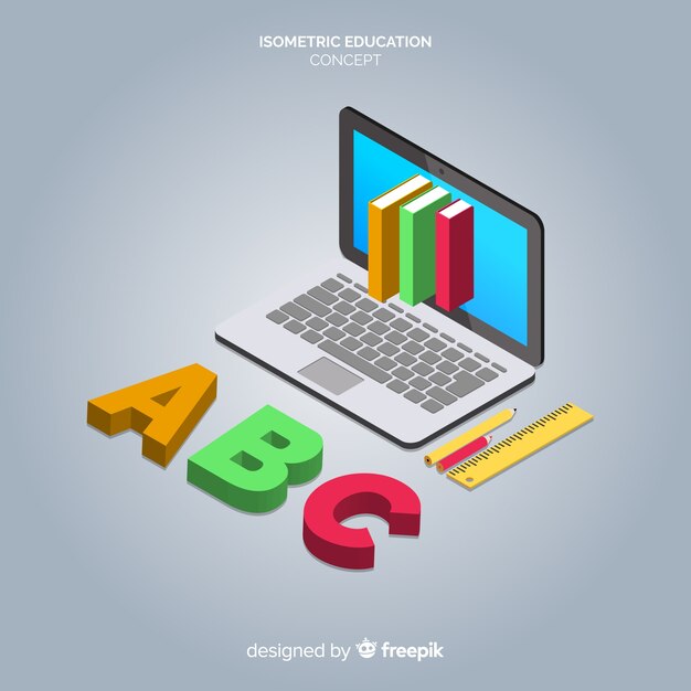 Fondo isométrico concepto de educación